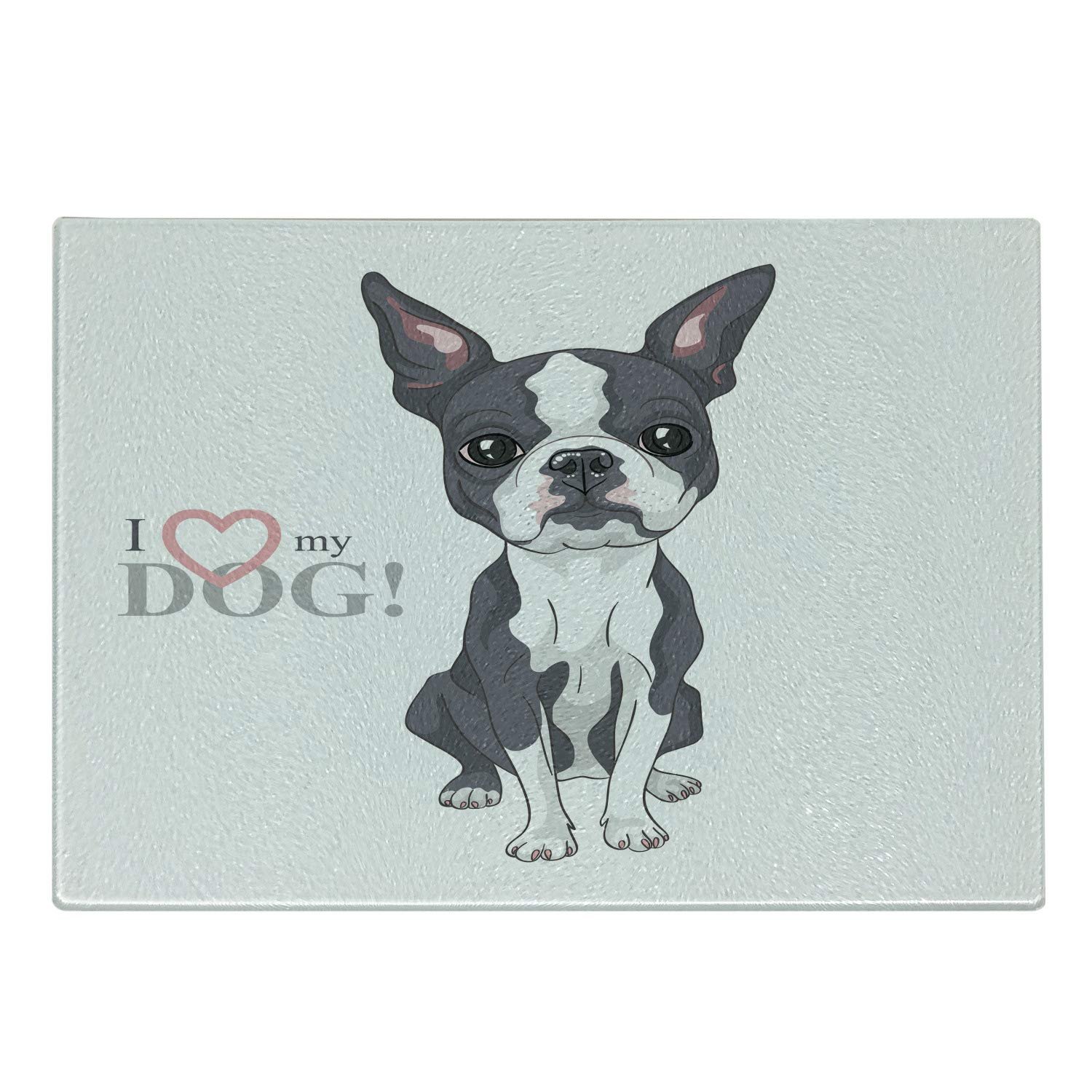 Ambesonne Boston Terrier Tempered Glass Cutting Board - Small Decorative Serving Tray with 