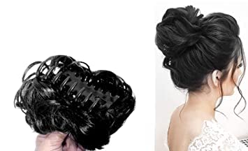 KYNA Set of 2 Ruffle Juda Hair Extensions - Synthetic Hair Frill Accessories for Women & Girls (Black) - Perfect for Parties, Weddings & Cosplay