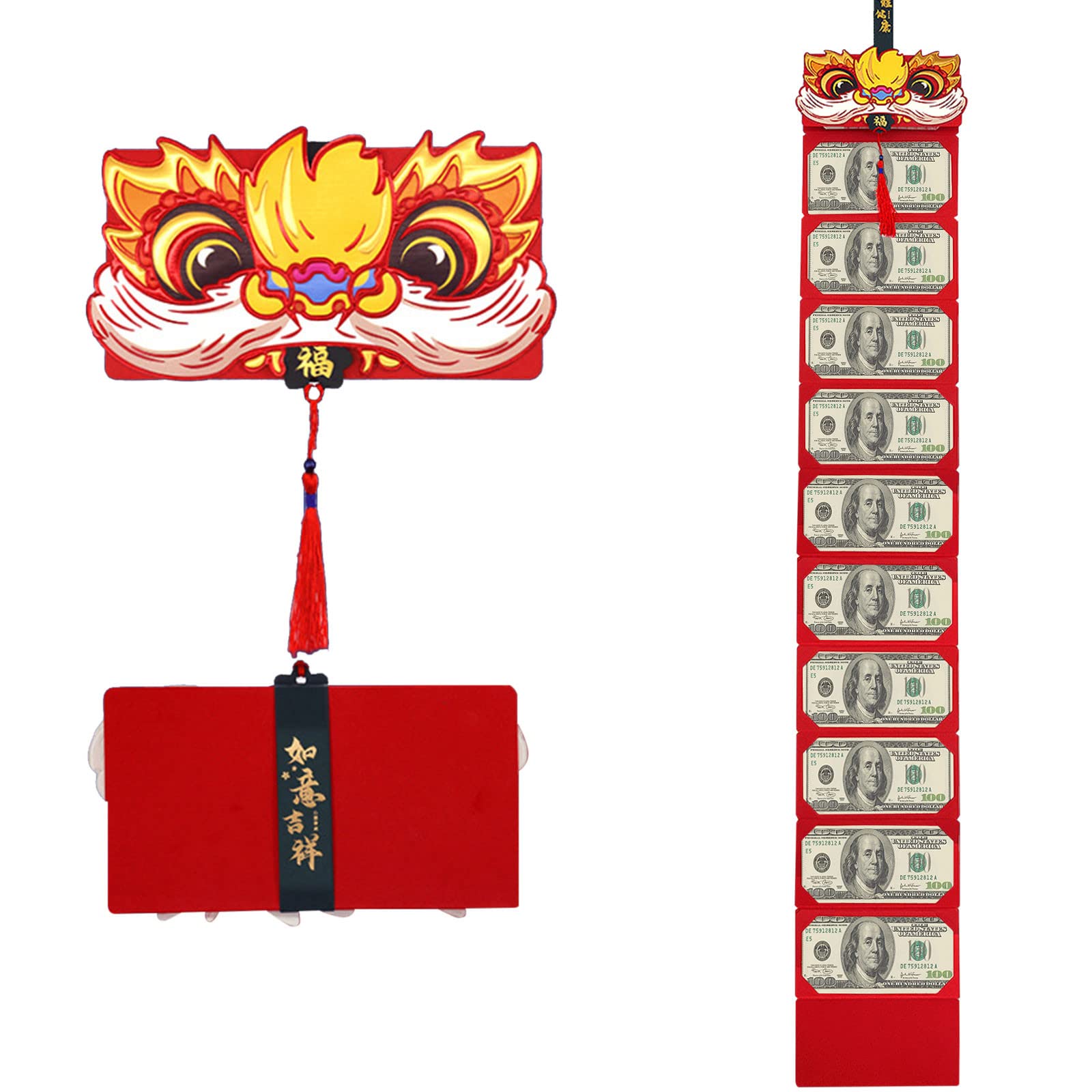2022 Chinese New Year Blessing Red Envelopes - Foldable & Decorative for Gifts, Weddings & Celebrations - Multicolor Set