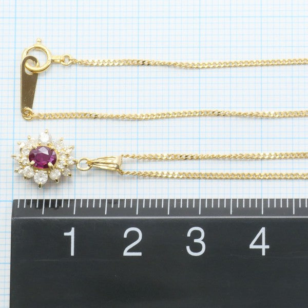 18K Yellow Gold Ruby Diamond Necklace for Women - Elegant Pendant Jewelry Gift for Anniversary, Valentine's Day & Special Occasions