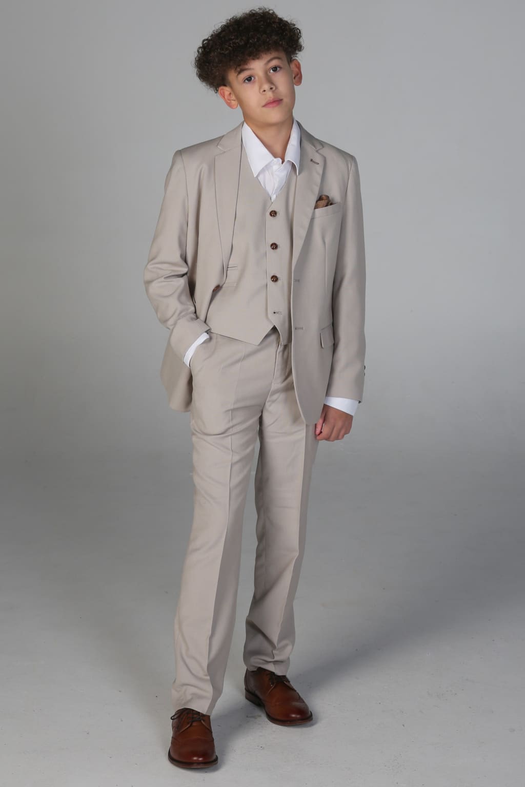 Stylish Boy's Mayfair Stone Three-Piece Suit Set | Formal Wear for Weddings, Parties & Special Occasions