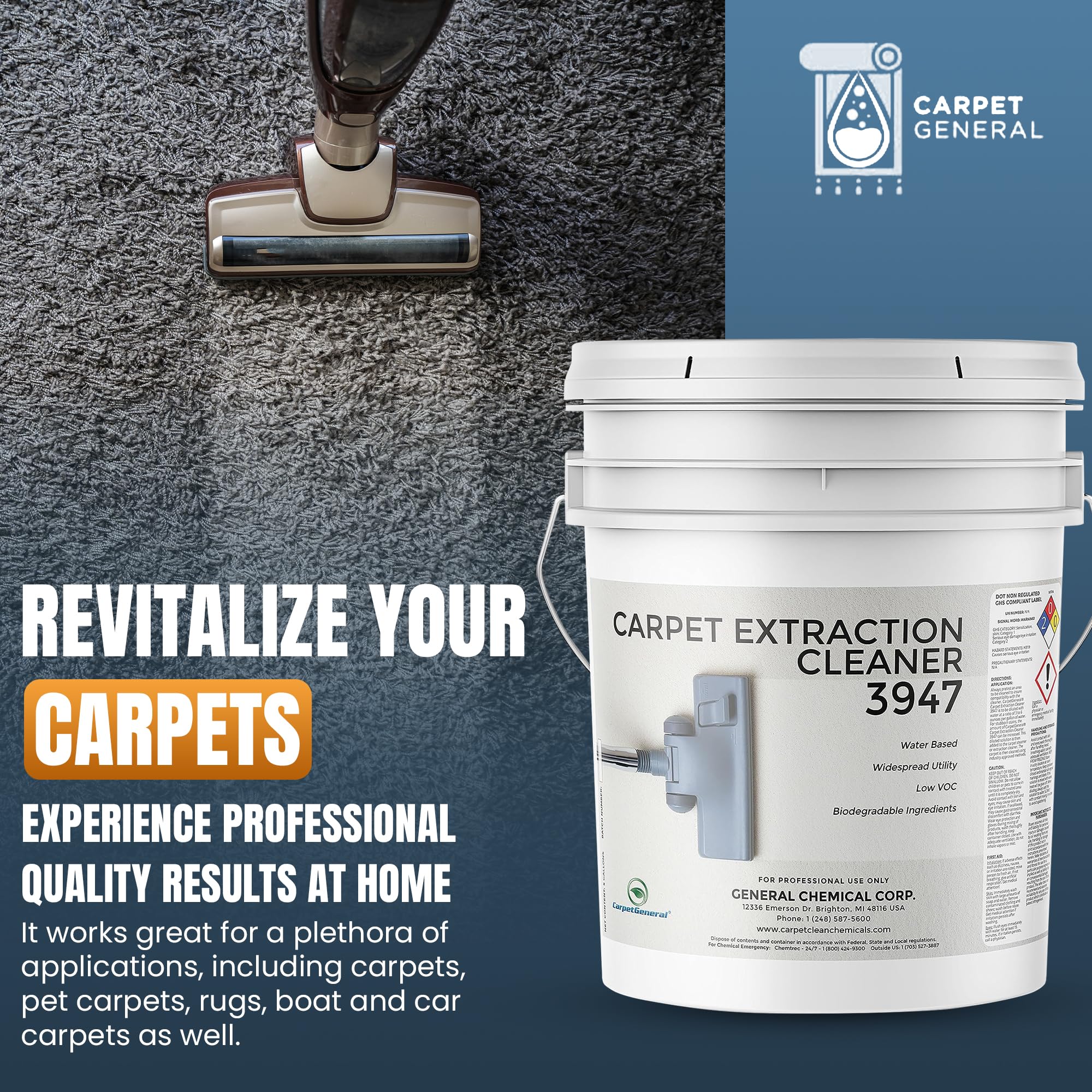 Professional Water-Based Carpet Extraction Cleaner Solution - Heavy Duty Deep Clean & Stain Remover for Machines | Pet-Safe Formula | Ideal for Residential & Commercial Use | Perfect for High-Traffic Areas, Pet Accidents & Tough Stains