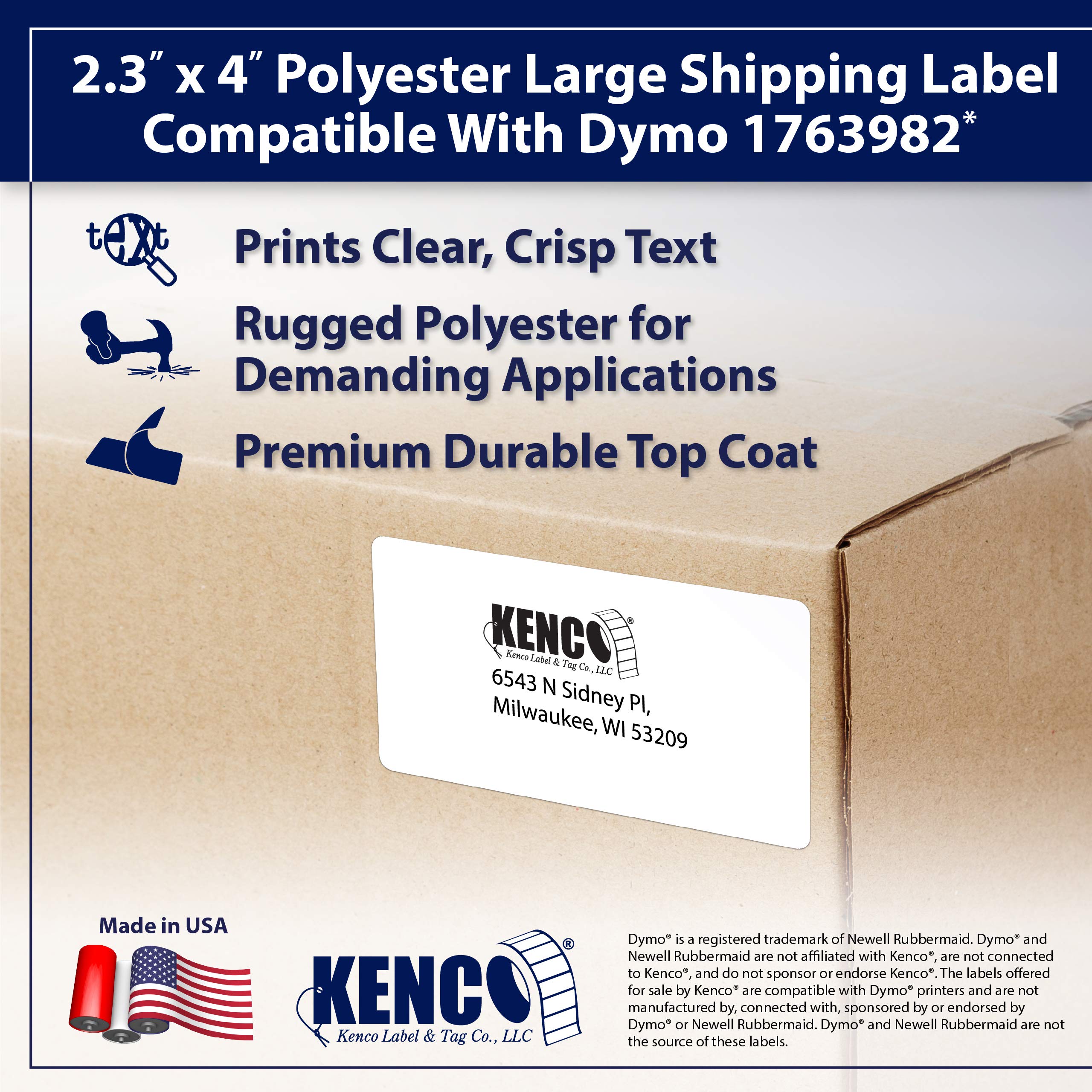 Kenco Compatible Labels for Dymo Printers - 2 5/16