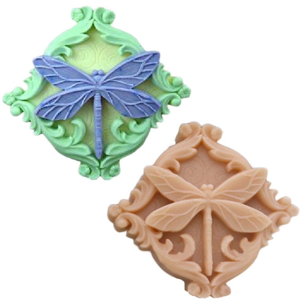 2 Pcs Dragonfly Butterfly Silicone Fondant Molds - Square Handmade Soap & Candle Molds for Mousse, Chocolate, Biscuit, Sugar Crafts - DIY Cake Decorating & Baking Supplies for Home Bakers & Party Desserts