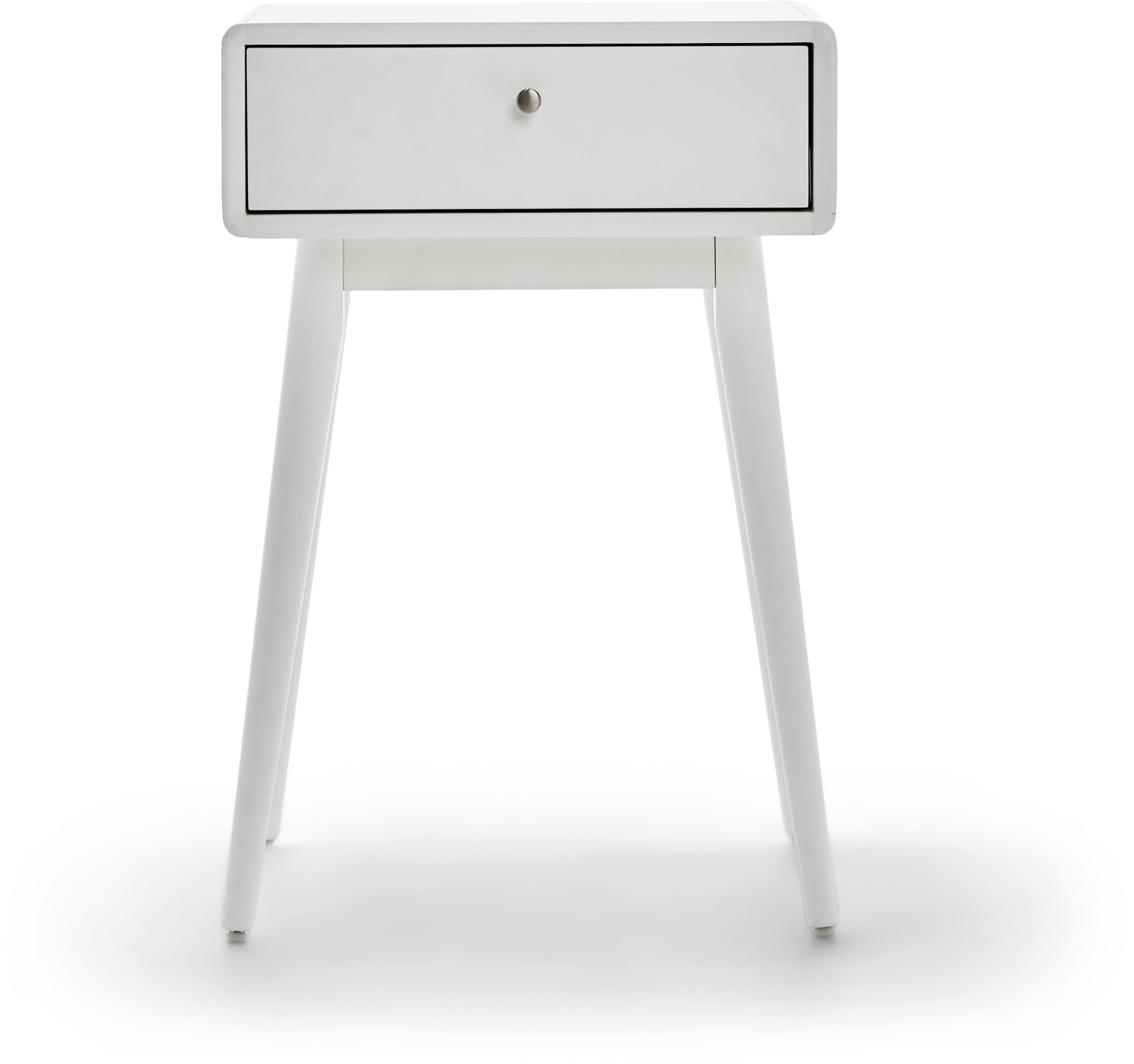 Elle Decor Rory White Side Table - Minimalist Mid-Century Nightstand for Bedroom & Living Room