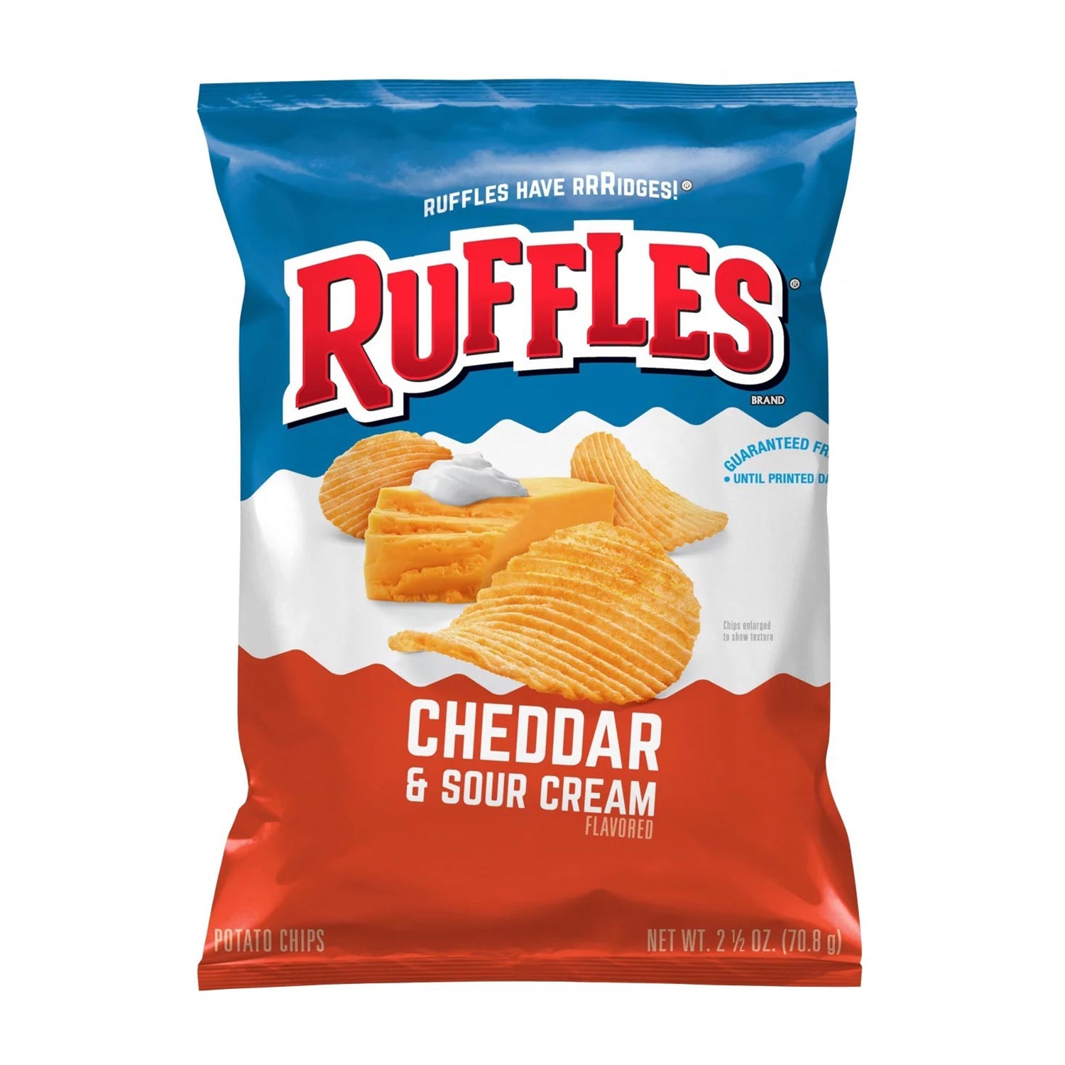 Frito Lay Ruffles Cheddar & Sour Cream Potato Chips - 24 Count Case | Bulk Snacks for Parties, Office & School Events