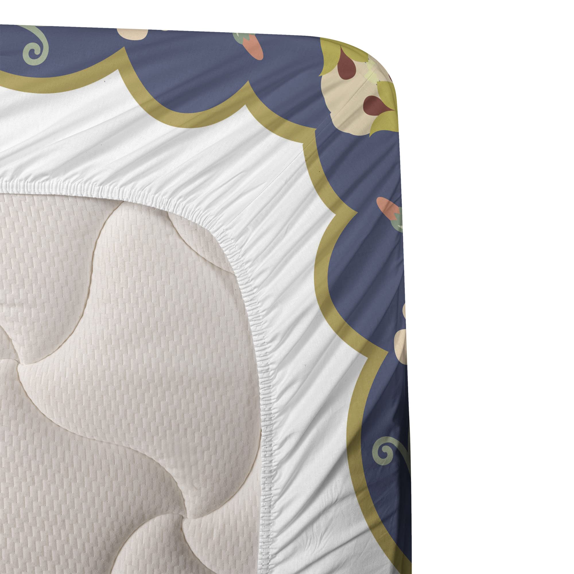 Ambesonne Oriental Sheet Set 4-Piece King Size - Turkish Ottoman Eastern Floral Moroccan Design, Cadet Blue Turquoise Fitted & Flat Sheets with Pillowcases | Luxury Bedroom Decor, Guest Room Upgrade, Boho Chic Home Styling