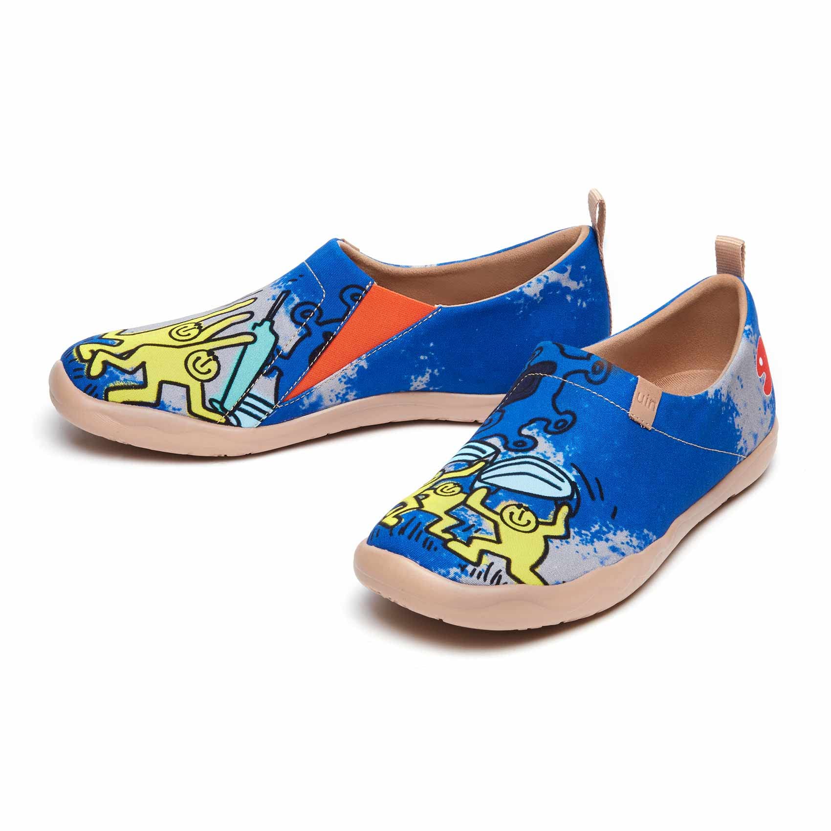 UIN Men's Slip-On Canvas Sneakers - Lightweight Comfortable Walking Shoes with Artistic Paint Design | Perfect for Casual Wear, Travel & Everyday Use