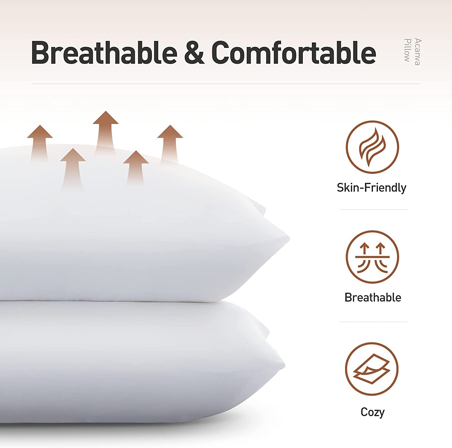 Acanva King Size Bed Pillows for Sleeping - 2 Pack, Soft & Supportive White Pillows for Side, Back & Stomach Sleepers - Perfect for Bedroom, Guest Room & Hotel Use
