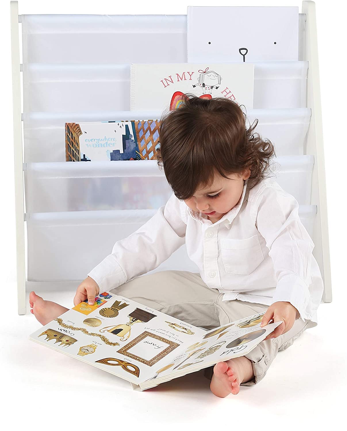 Lennox White Kids Toy Storage Organizer - Sturdy Furniture for Playroom, Nursery & Bedroom Organization