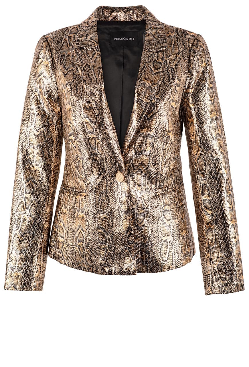 Dolce Cabo Women's Faux Snake Skin Blazer Jacket - Elegant Office Wear & Evening Outfits for Business & Special Occasions