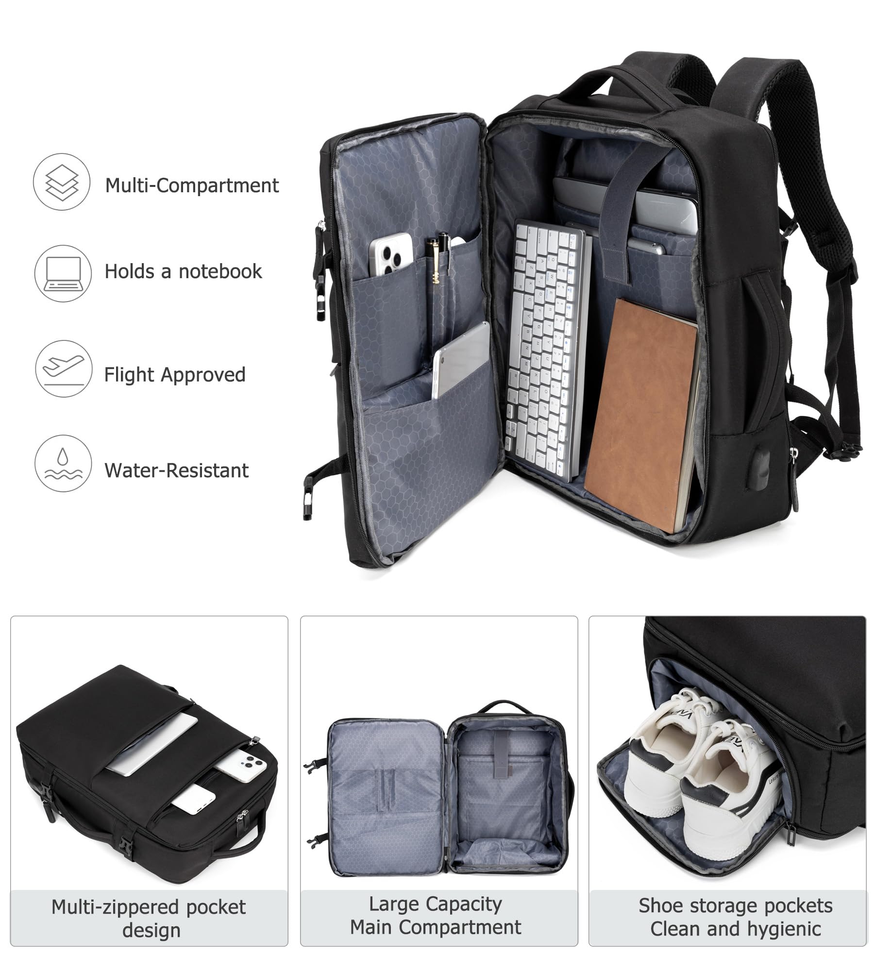 Feilario 2-Piece 20-Inch Aluminum Frame Hardside Spinner Luggage Set with TSA Lock, Cup Holder & Phone Holder - Perfect for Air Travel, Business Trips & Weekend Getaways