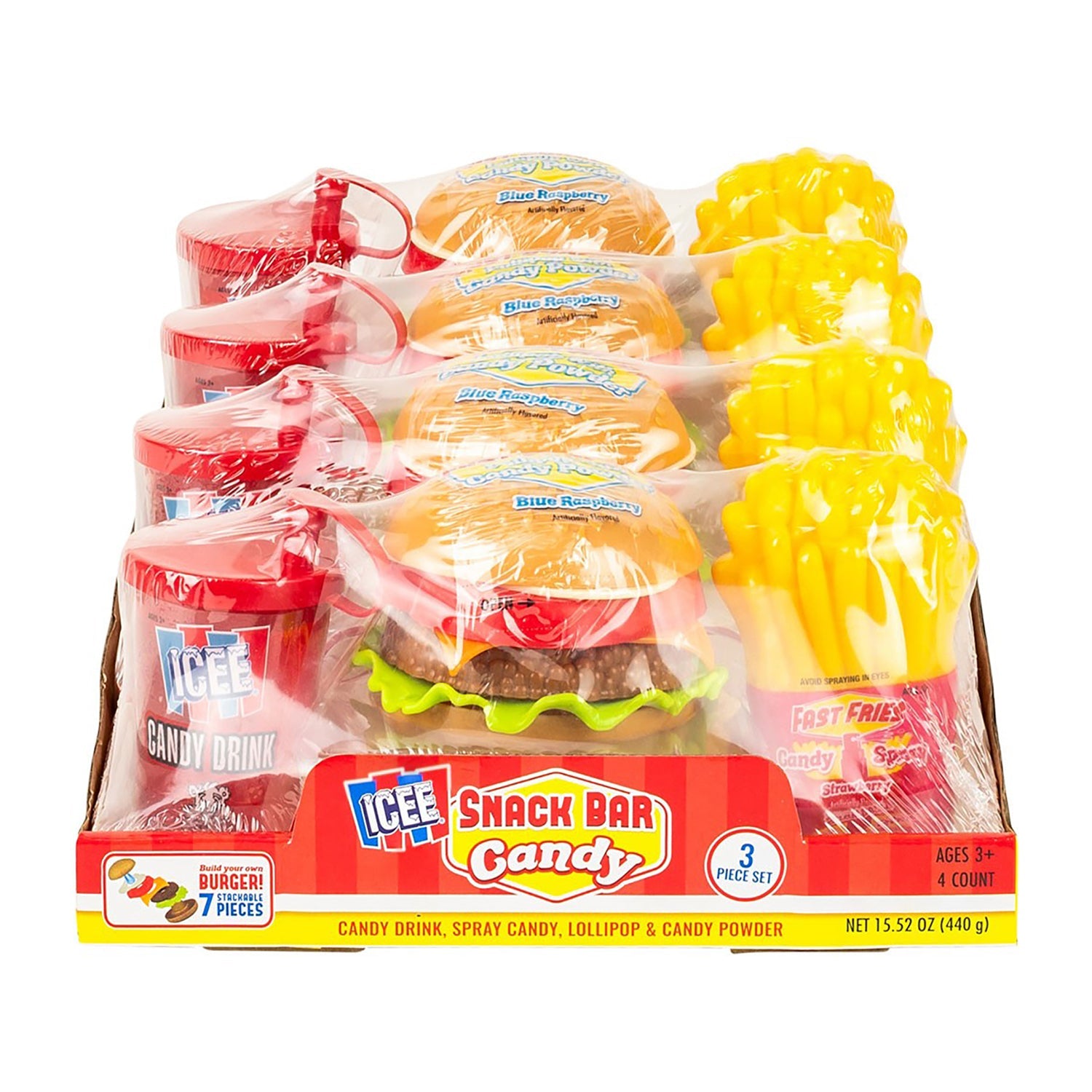 Icee Snack Bar Candy (3 pcs) | 4 Count Box | Frozen Treats for Summer Parties, Movie Nights & Kids Snacks