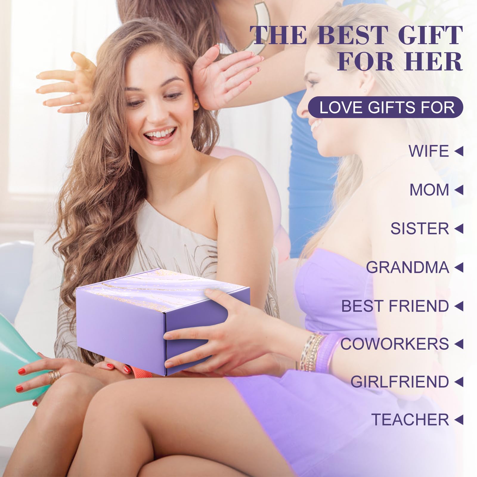 Relaxing Spa Gift Basket Set for Women - Perfect Birthday Gifts for Her, Mom, Grandma, Daughter, Sister, Wife & Girlfriend | Unique Bath Set with Essential Oils, Bath Bombs & Luxurious Accessories in Elegant Purple | Ideal for Self-Care, Mother's Day, Anniversary & Stress Relief