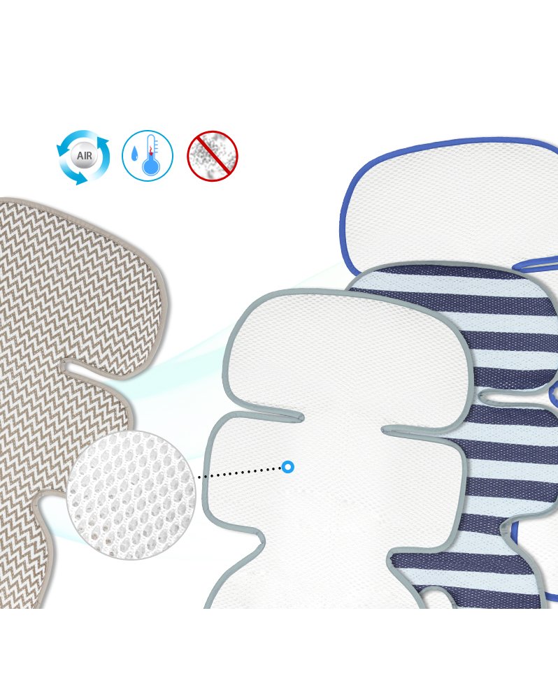 Manito Clean Basic 3D Mesh Seat Pad - Breathable Cushion & Liner for Baby Stroller and Car Seat (Star Grey) | Premium Comfort for Infants & Toddlers During Travel & Outdoor Activities
