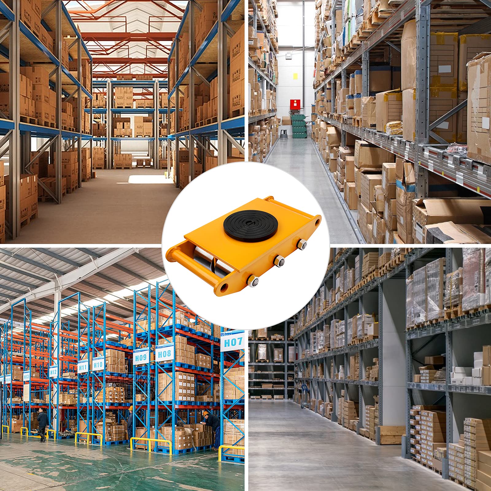 8 Ton (17600 lbs) Heavy Duty Machine Skates with 360° Rotation - Industrial Machinery Moving Dolly for Equipment Relocation - Perfect for Factory, Warehouse & Workshop Use