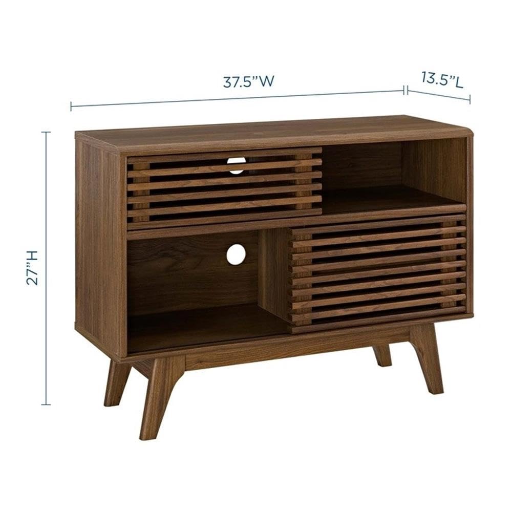 Allora Modern Walnut Wood Display Stand with 4 Storage Shelves - Perfect for Showcasing Collectibles, Books & Home Decor in Living Room or Office