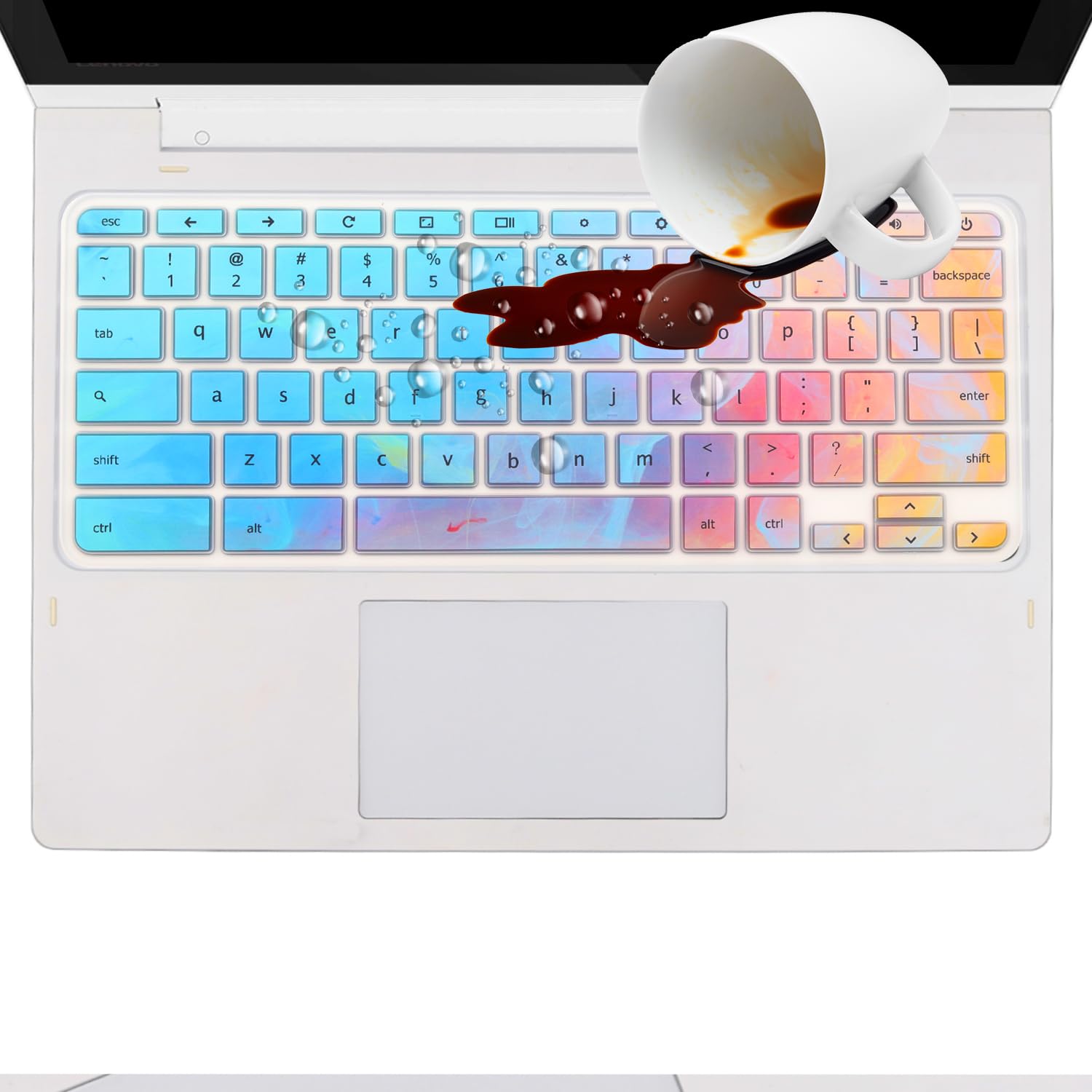 Colorful Silicone Keyboard Cover for Acer Chromebook Spin 11/13 (Models 311, 314, 511, 512, 513, 514, CP311, CP511, CP713, C733, C734, C736, C851, C852, C933, CB311, CB314, CB514) - Waterproof & Dustproof Protection for School, Office & Travel Use