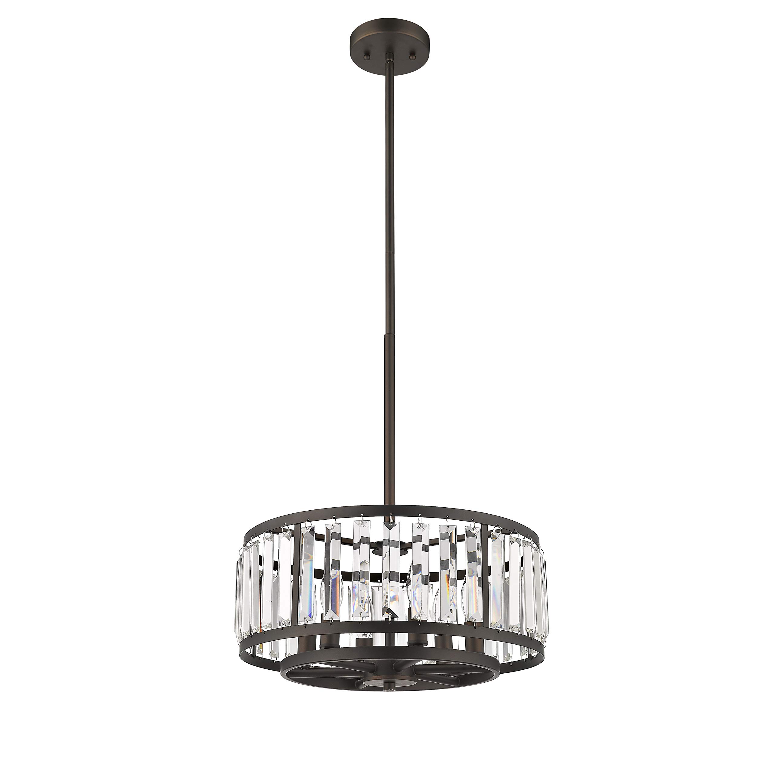 6-Light Rubbed Bronze Ceiling Pendant Fixture - 16 Inch Wide Modern Chandelier for Dining Room, Kitchen Island & Foyer Lighting