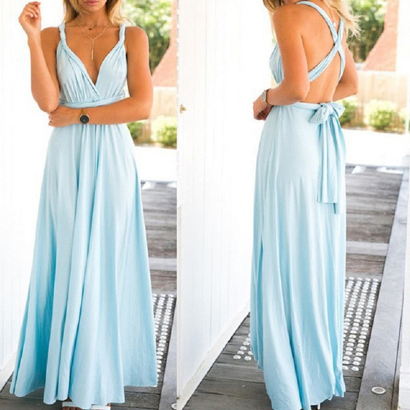 Boho Convertible Maxi Dress for Women - Versatile Summer Beach & Club Wear