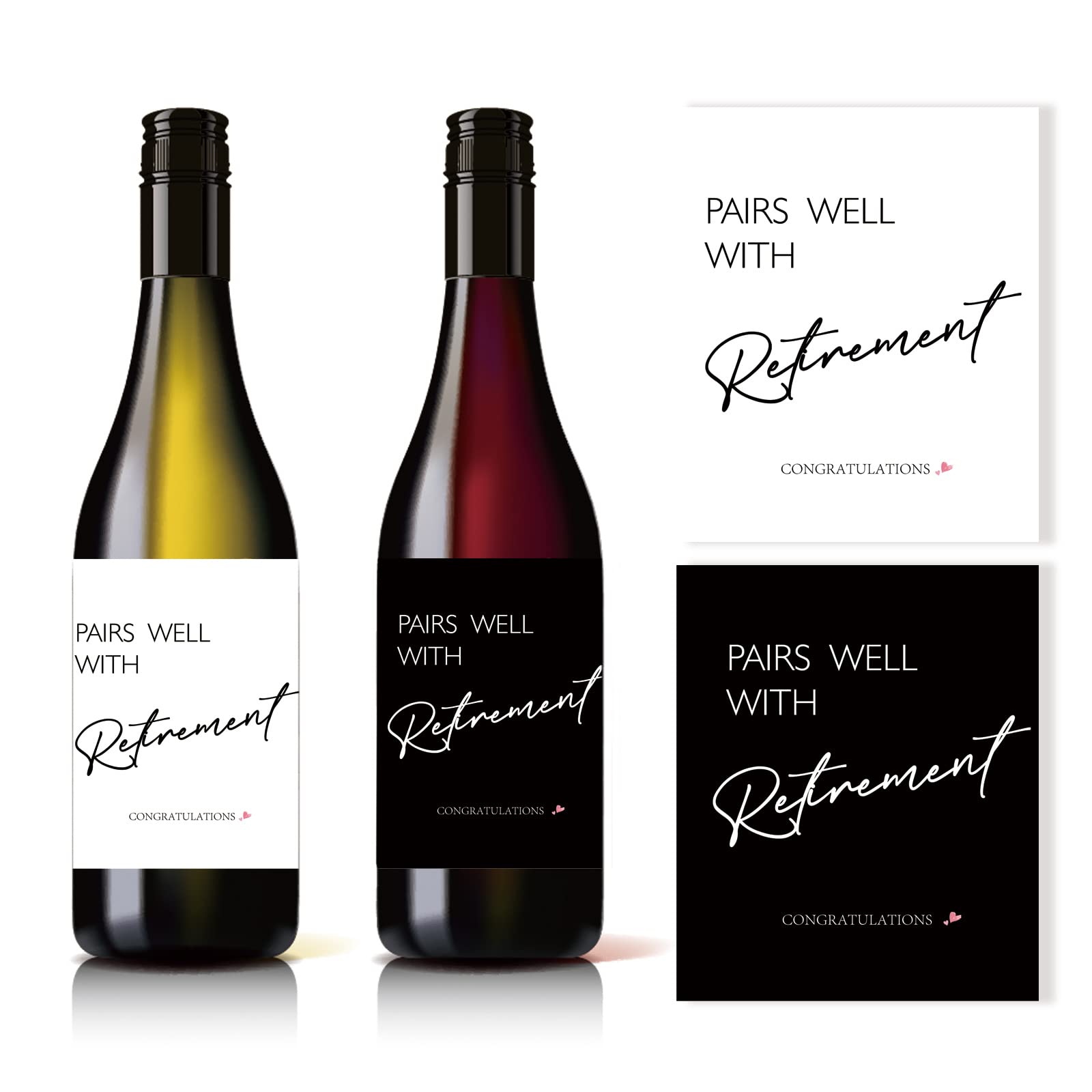 4 Pcs Retirement Wine Labels - Funny & Elegant Wine Bottle Stickers for Retirement Gifts, Party Decorations - Perfect for Retirement Celebrations, Farewell Parties & Coworker Gifts