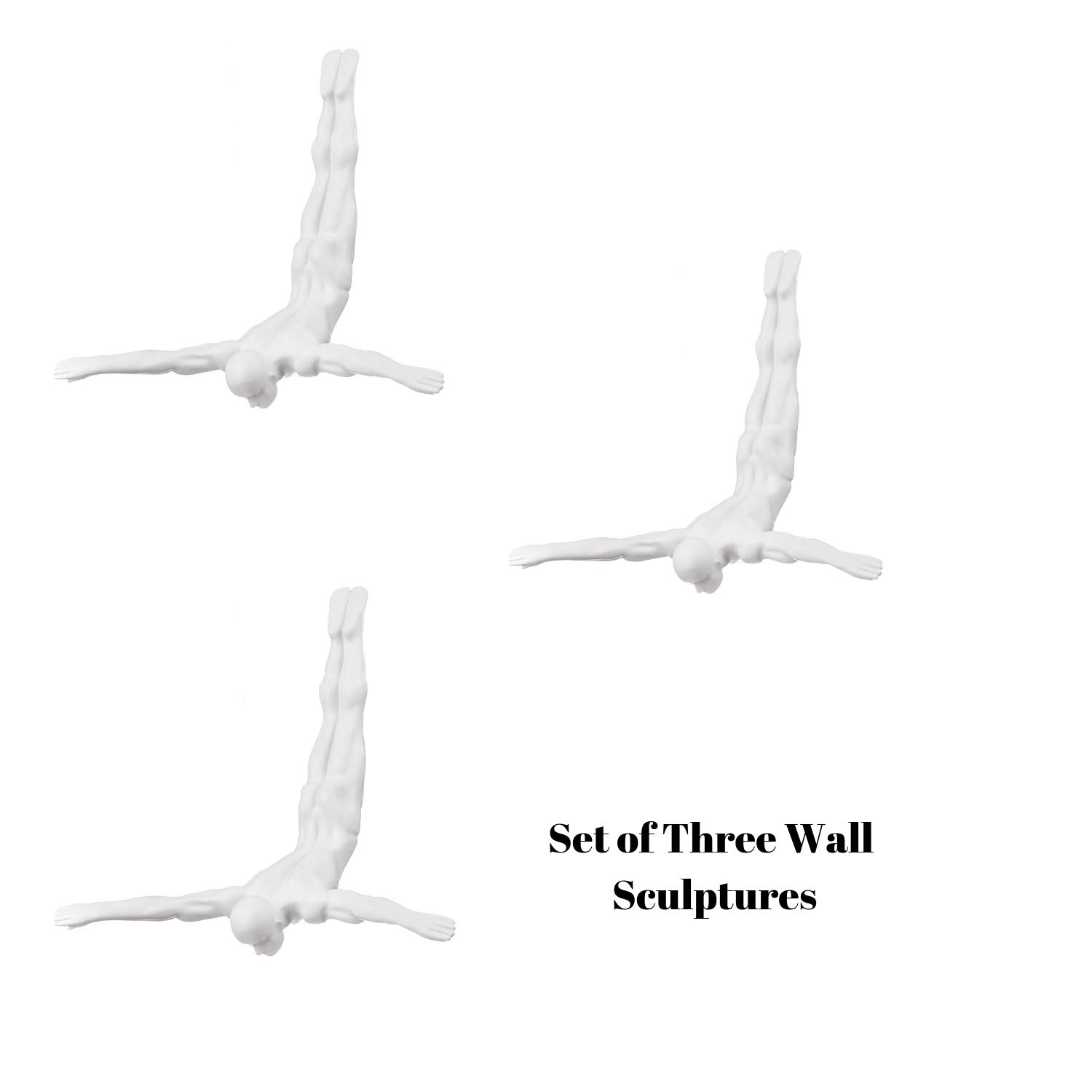 Finesse Decor Elegant Diving Man Statue - Modern Resin Wall Art for Home Office Decor | Perfect for Contemporary Living Rooms & Workspace Accents