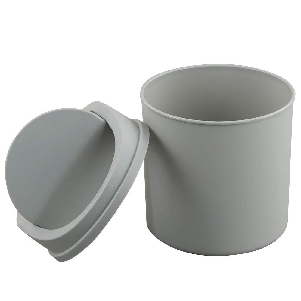 2 Liter Mini Desktop Trash Can with Swing Lid - Small Office Waste Bin for Desk, Home, or Car - Compact Grey Garbage Can for Paper, Snacks & Daily Trash (Perfect for Workspace, Bedroom & Vehicle Use)