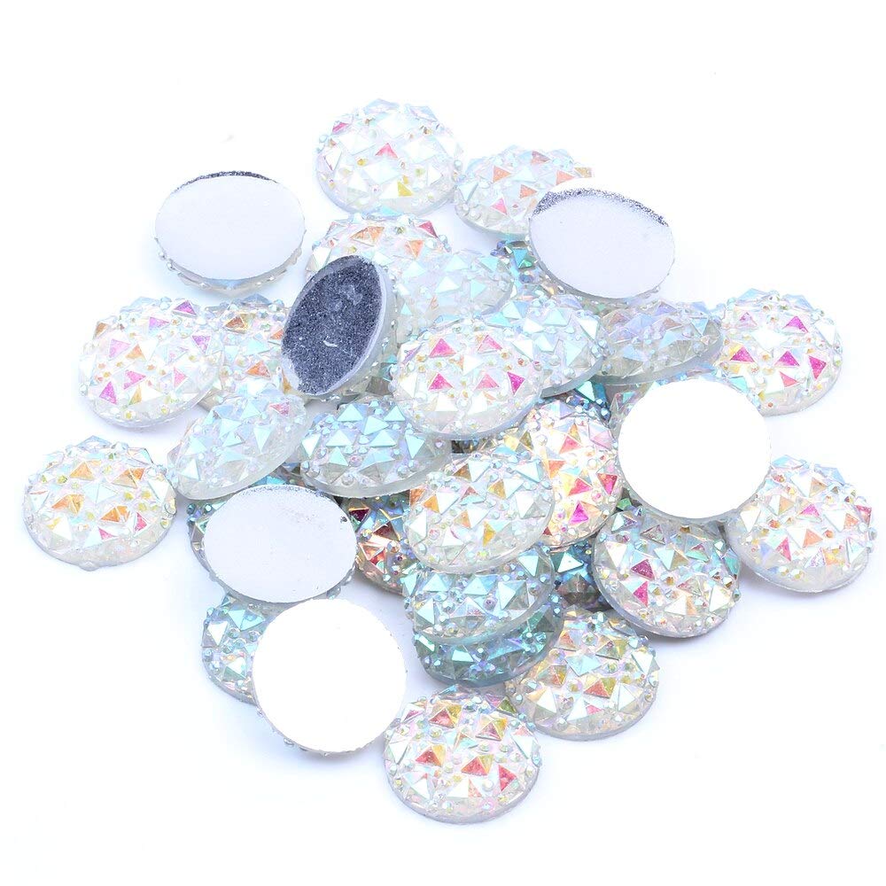 16mm Round Flatback Rhinestones - 40pcs Red AB Resin Stones for DIY Crafts, Fabric Decor & Garment Accessories - Perfect for Costumes, Jewelry Making & Home Decor
