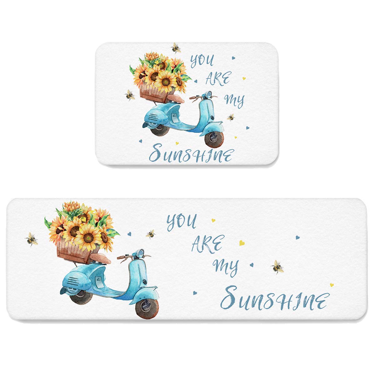 Anti-Slip Sunflower Kitchen Mats Set - Non-Slip Waterproof Floor Rugs for Comfortable Standing