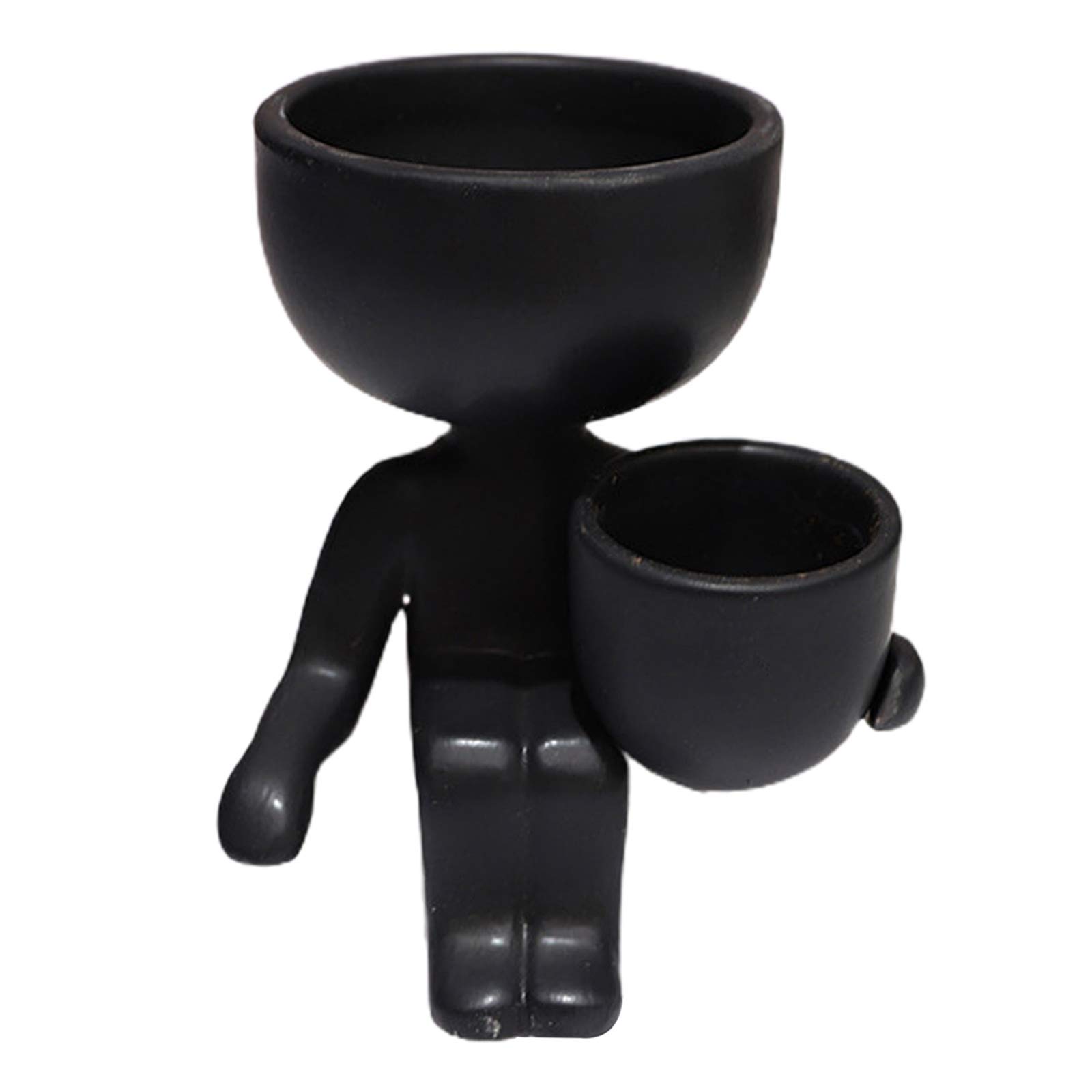 Yidexin Creative Human-Shaped Ceramic Succulent Vase - Small Mini Flower Pot Planter for Desktop, Home & Office Decor (Black) | Perfect for Succulents, Air Plants & Small Flowers