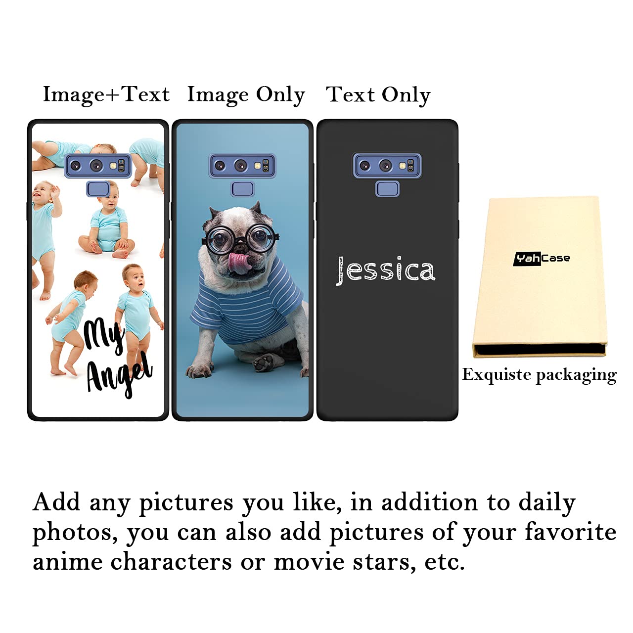 Custom Samsung Galaxy Note9 Phone Case - Personalized Photo & Text Name - Anti-Scratch Shock-Resistant Soft TPU Protective Cover (Black) - Perfect for Everyday Use, Travel & Gift Giving