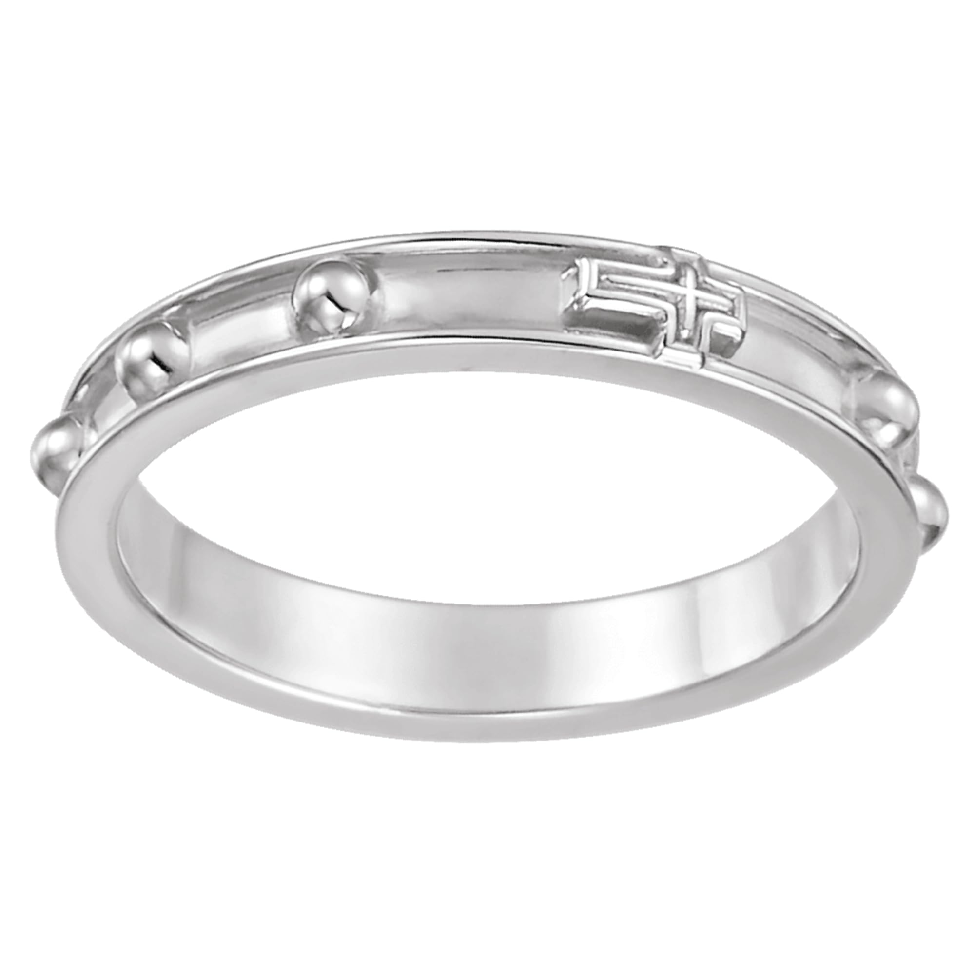 Men's & Women's Sterling Silver 3.2mm Cross Rosary Band Ring with Gift Pouch - Religious Jewelry for Weddings, Baptisms, First Communion & Daily Faith Wear - Perfect Gift for Christmas, Birthdays & Anniversaries
