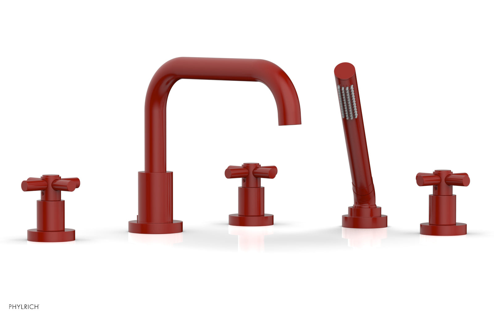 Premium Deck Mount Tub Faucet with Hand Shower - D2136D1 Tubular Cross Handles for Bathroom Sink & Bathtub | Perfect for Modern Home Renovation & Spa-Like Bathing Experience