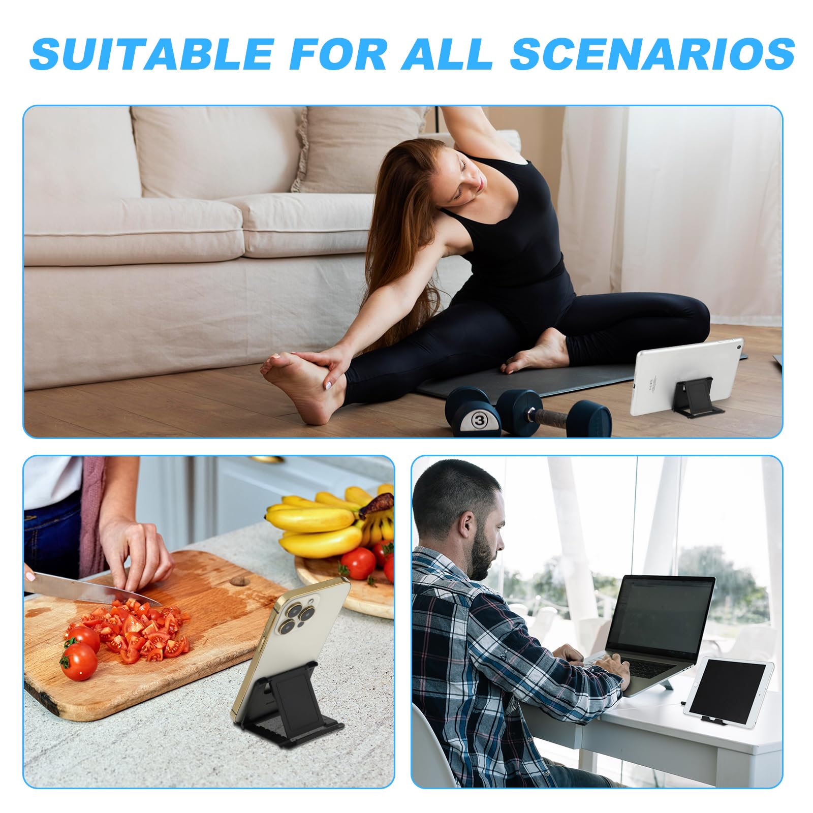 Amaxiu 2pcs Foldable Phone Holder - Multi-Angle Adjustable Mini Tablet & Mobile Phone Stand, Docking Station for Desk, Car, Bedside, and Office Use
