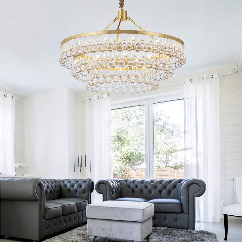 Modern Crystal Ceiling Pendant Light - Luxury Water Drop Chandelier for Dining Room, Living Room, Hotel & Restaurant Decor - Postmodern Designer Lighting Fixture for Elegant Atmosphere