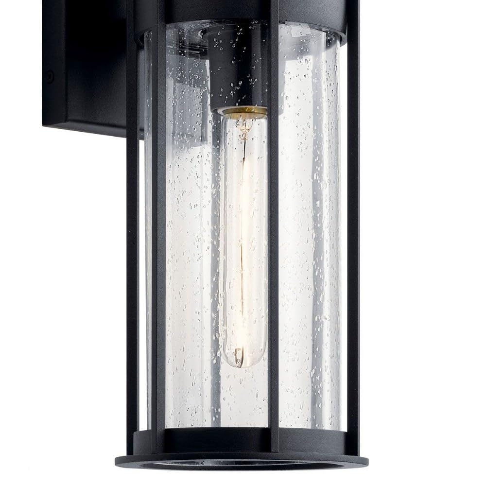 Kichler Camillo 15 Inch Single Light Wall Sconce with Clear Seeded Glass Shade in Natural Brass Finish - Perfect for Bedroom, Hallway, and Entryway Lighting