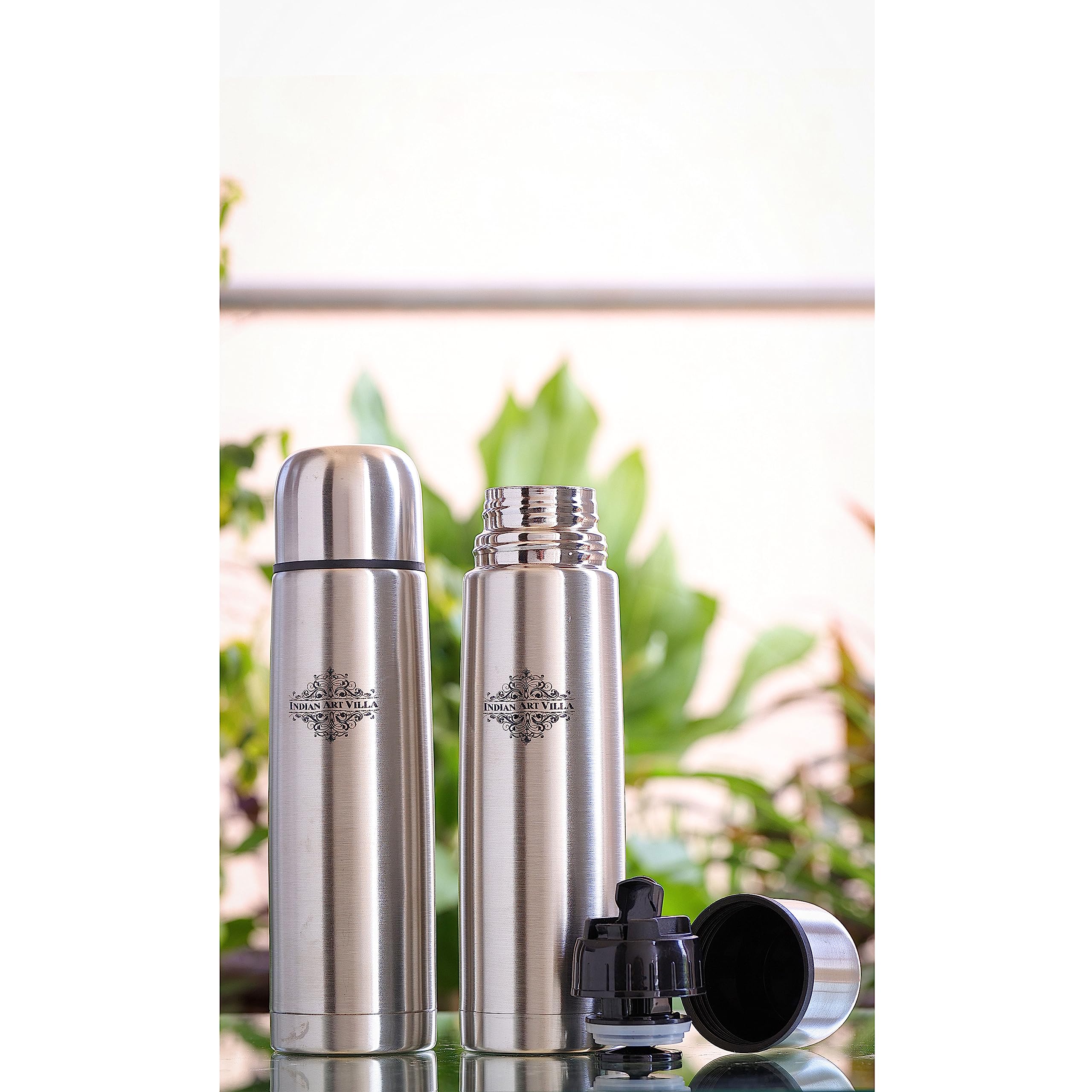 Premium Vacuum Insulated Stainless Steel Water Bottle with Flip Lid - 500ml Thermos Flask for Hot & Cold Drinks - Silver with Ergonomic Handle - Perfect for Hiking, Gym, Office & Travel