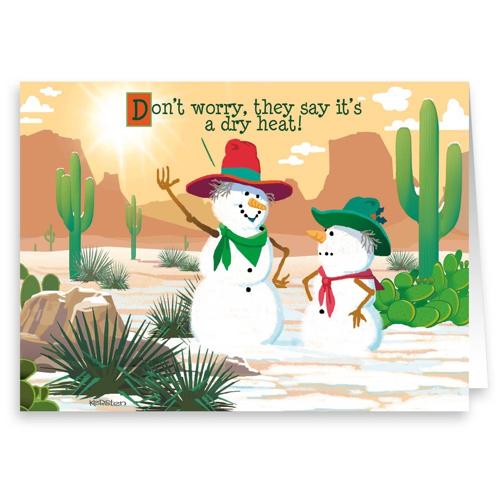 Stonehouse Collection | Funny Dry Heat Western Snowman Christmas Cards - Set of 18 Holiday Greeting Cards for Family & Friends | Perfect for Office Parties, Gift Exchanges & Festive Mailings