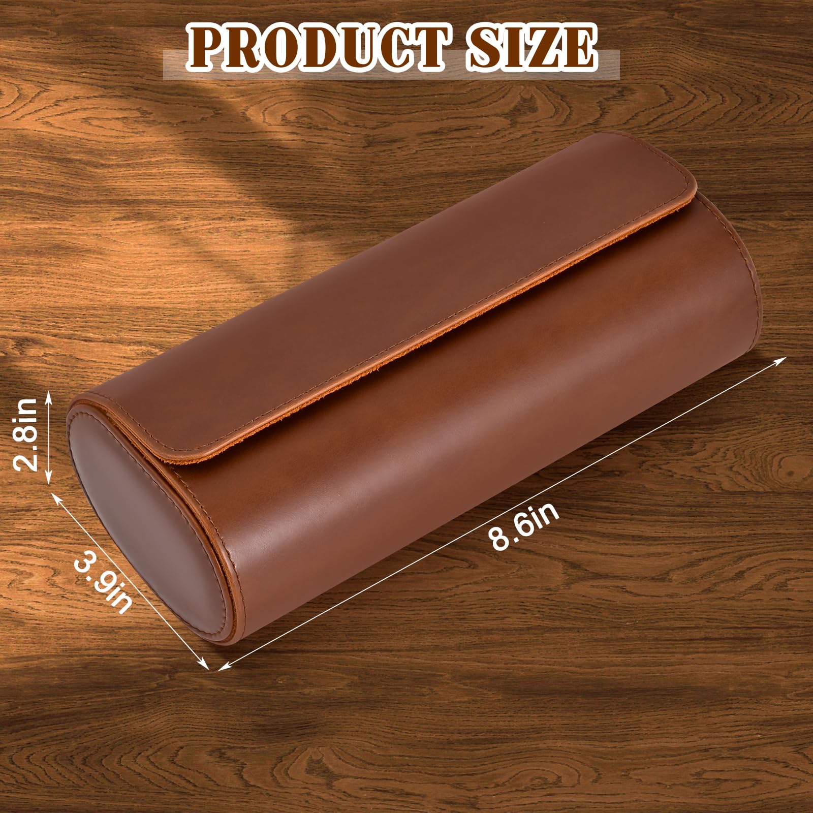 Premium ROSELLE Leather Watch Roll Travel Case - 3 Watch Storage Organizer for Men & Women with Removable Pillows & Solid Dividers - Secure Luxury Watch Display & Protection for Home, Travel & Office (Brown)