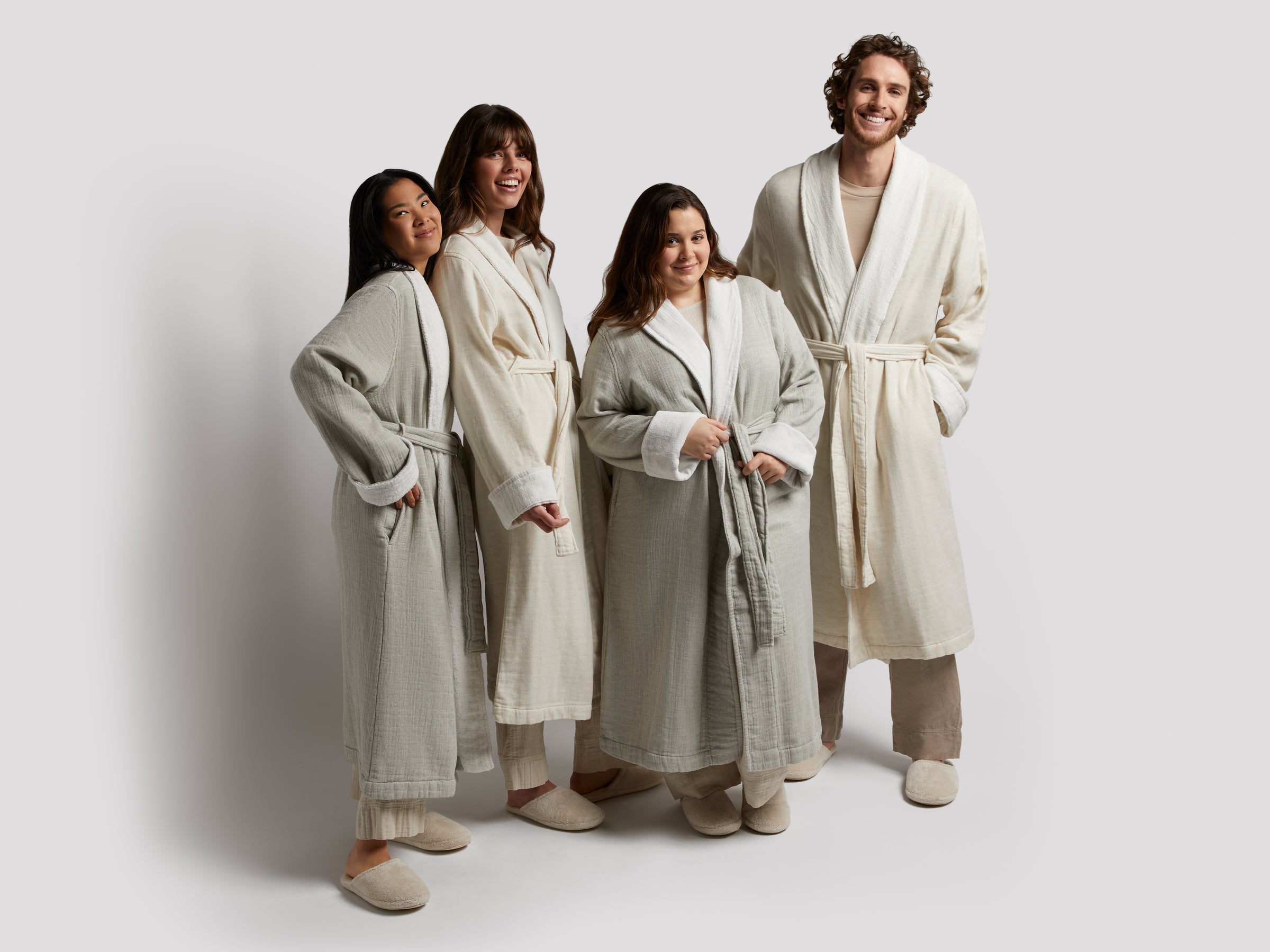Organic Cotton Gauze Terry Robe for Women - Soft Natural Cream Bathrobe - Spa, Lounge & Post-Shower Comfort Wear