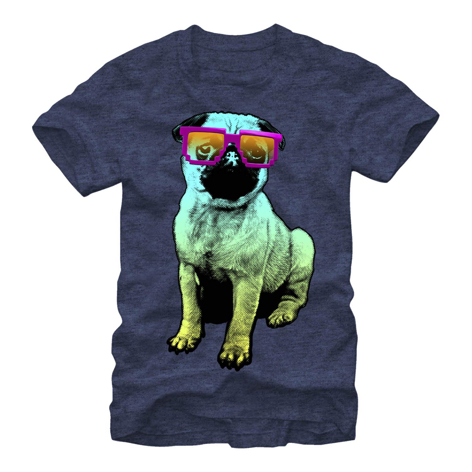 Lost Gods Men's Pug in Glasses Graphic T-Shirt - Casual Cotton Tee for Dog Lovers, Funny Pet Apparel for Everyday Wear