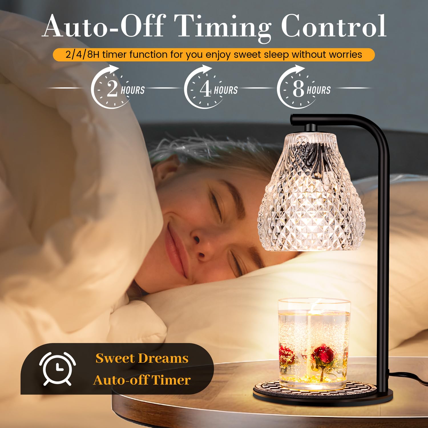 NEWHCTE Electric Candle Warmer with Timer & Remote Dimmer - 2x50W Bulbs Wax Melter for Home Decor, Aromatherapy, Bedroom Ambiance - Perfect for Relaxation, Romantic Nights & Holiday Decorations