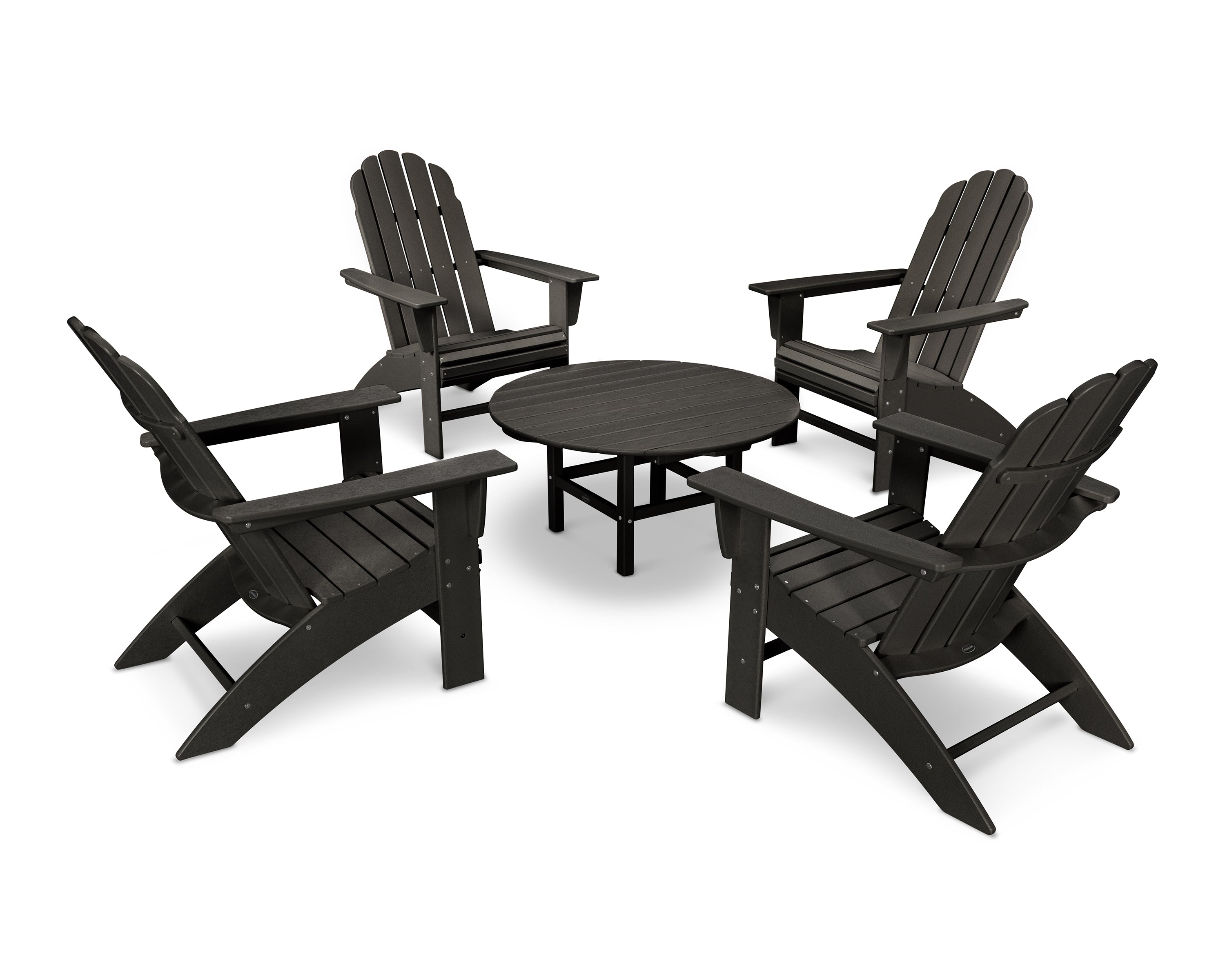 POLYWOOD Vineyard 5-Piece Oversized Adirondack Outdoor Patio Furniture Set - Perfect for Backyard, Poolside & Garden Relaxation