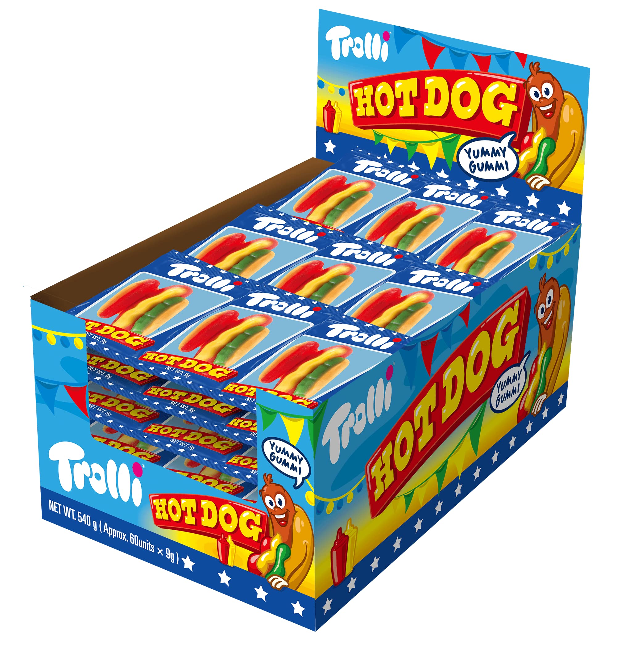 Trolli Hot Dog Sour Gummy Candy - 60 Pack | Fun & Tangy Snacks for Kids, Parties, Halloween & Movie Nights