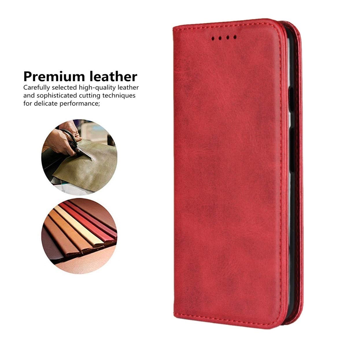Premium PU Leather Magnetic Wallet Case for Samsung Galaxy A10e - Flip Cover with Card Slots & Kickstand (Wine Red) | Perfect for Everyday Use, Travel & Hands-Free Viewing
