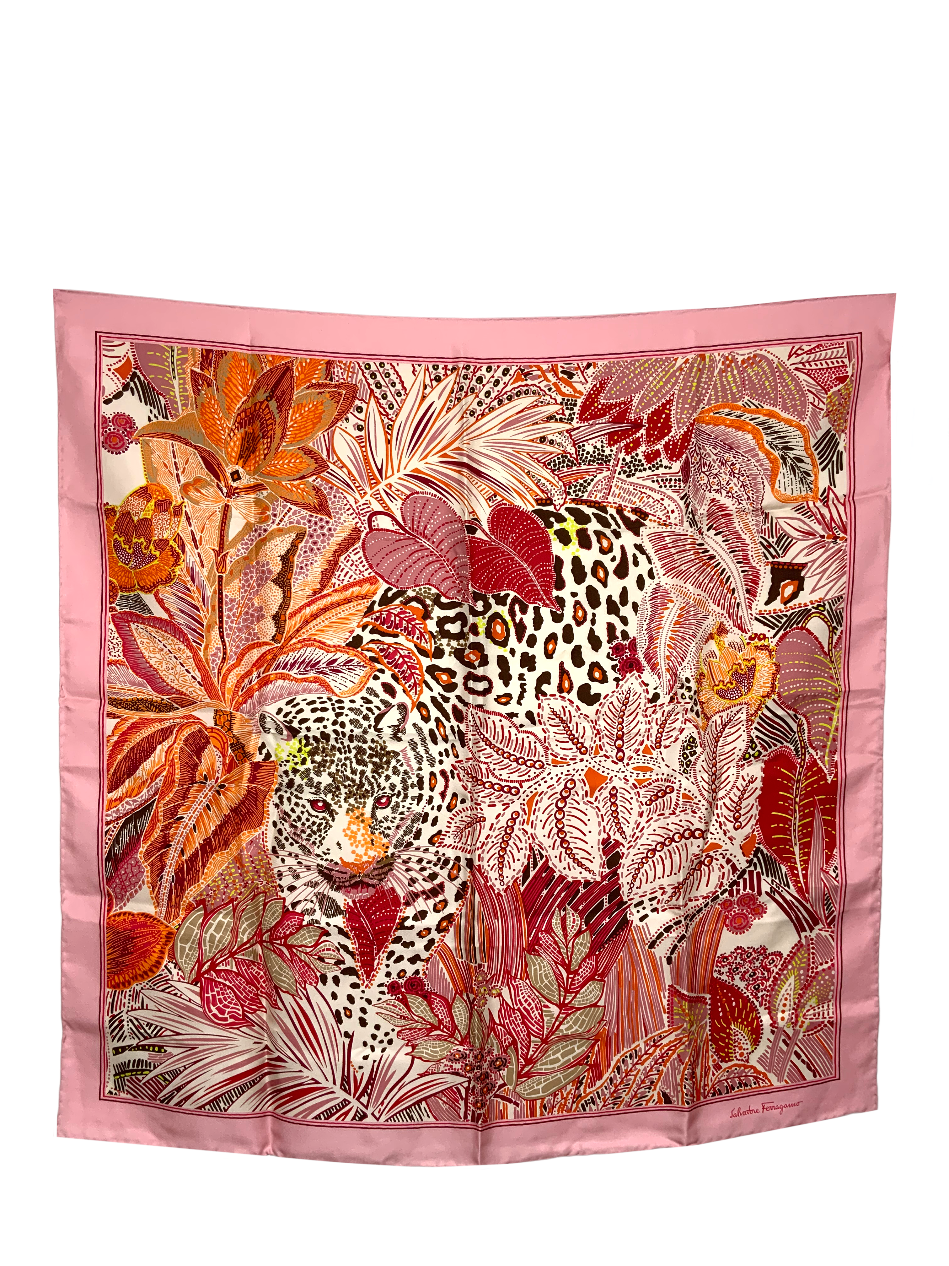 Salvatore Ferragamo Batik Print Silk Scarf 90 - Luxury Fashion Accessory for Women, Perfect for Office, Travel & Special Occasions