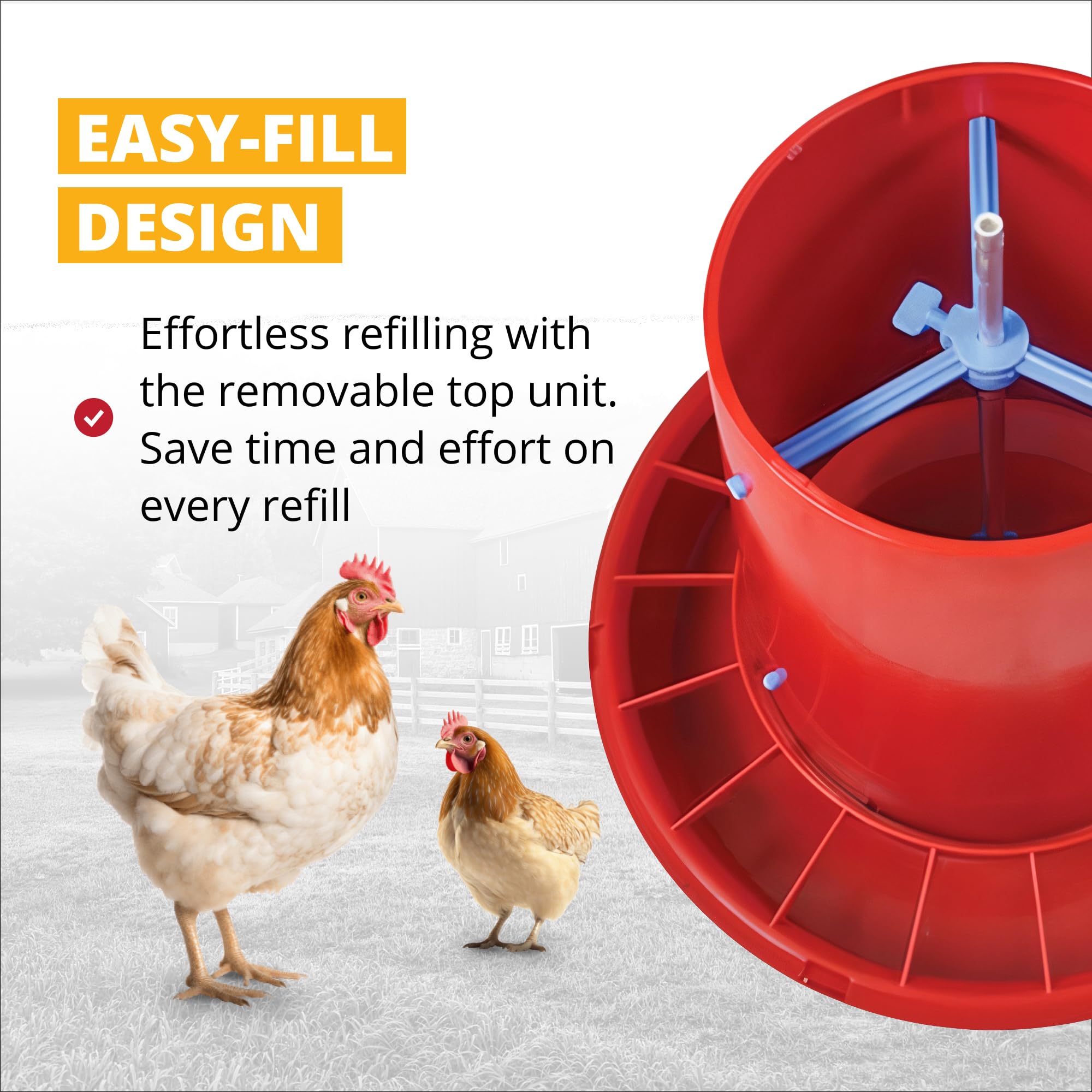 Stromberg's 50 lb Rain Shield Chicken Feeder - Large Capacity Poultry Feeder with Durable Plastic Lid - Easy Fill Design & Feed Saving Grill - 24