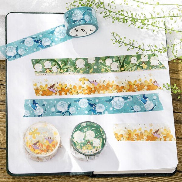 BGM Flower Tale Series 20mm Decorative Washi Tape - Floral Pattern Masking Tape for Scrapbooking, Journaling, DIY Crafts & Home Decor