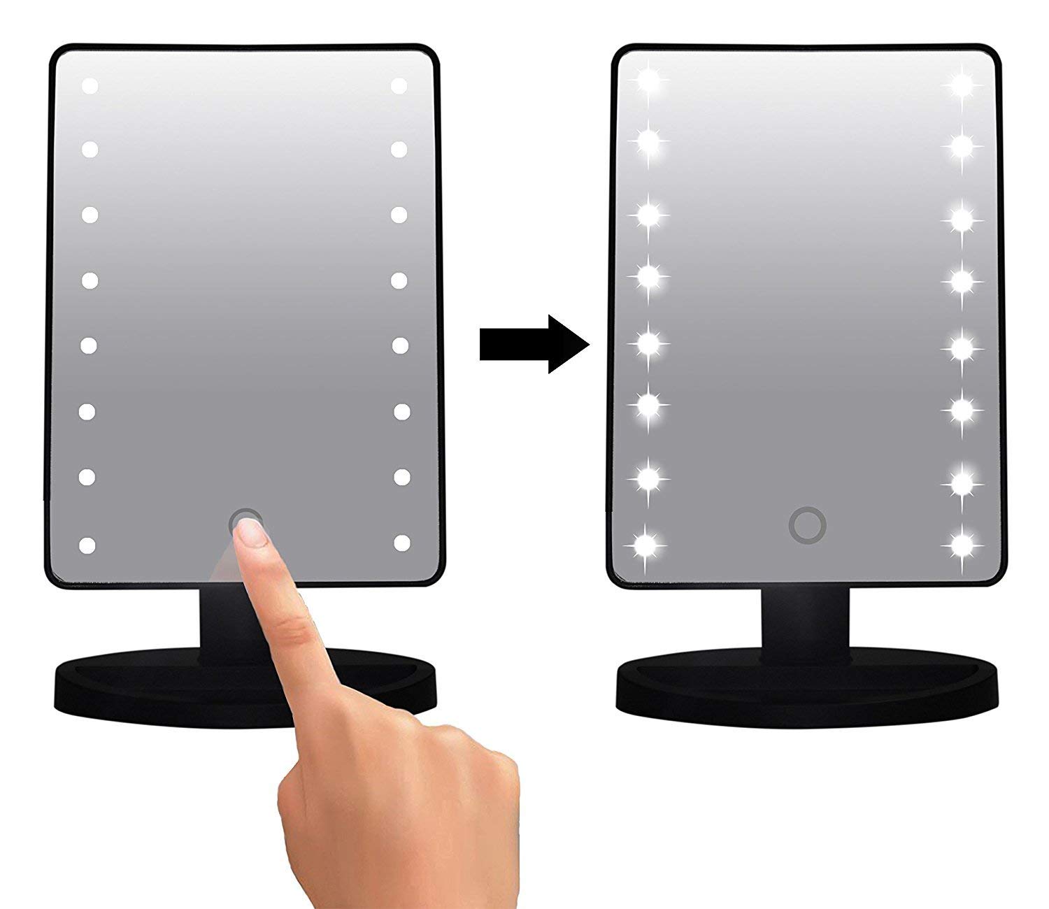 ISTARA 360° Swivel Flexible Gooseneck LED Makeup Mirror with Adjustable Brightness - Framed Rectangular Bathroom Vanity Mirror for Tabletop Mount - Perfect for Makeup, Skincare & Shaving at Home or Salon