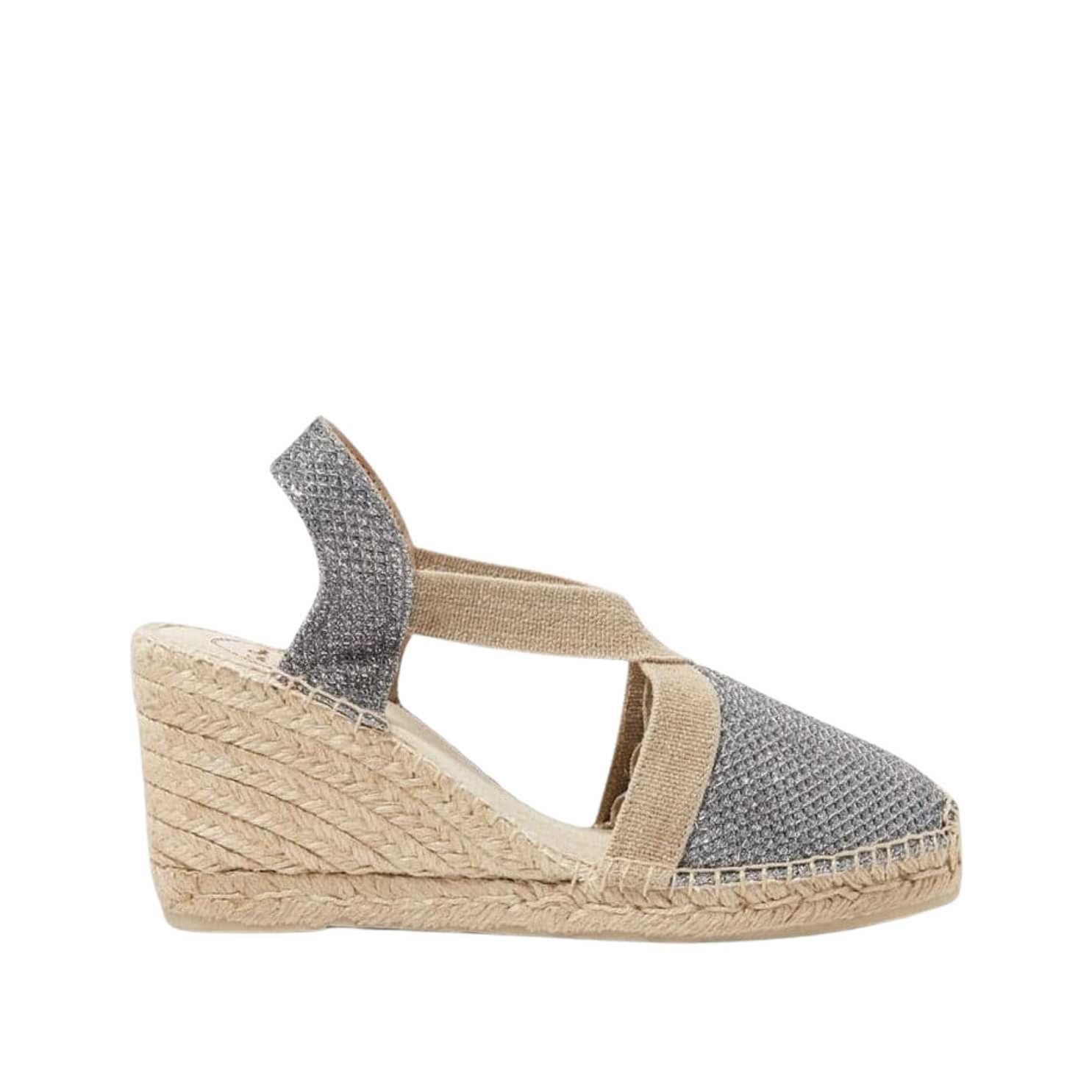 Women's Metallic High Heel Wedge Espadrille Shoes - Comfortable Cotton Blend Platform Sandals for Party, Wedding & Summer Outfits